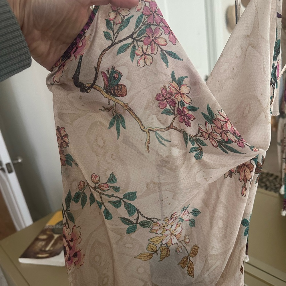 Pure Silk Dress With Oriental Bird Print - Picture 10 of 10